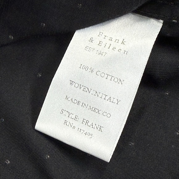 Frank & Eileen FRANK Shirt Size XS Black Corduroy Polka Dot Button-Up Cotton - Picture 6 of 16